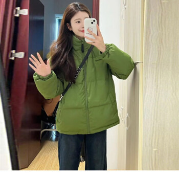 在礼波士顿羽绒服绿色短款服女冬季外套加厚今年流行小个子宽松韩系