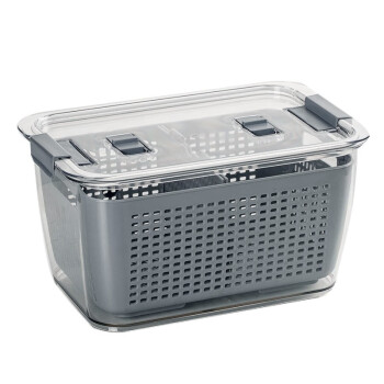 中跃 加厚冰箱沥水收纳盒 厨房蔬菜水果保鲜盒 储物盒整理神器 透明灰 小号3.5L