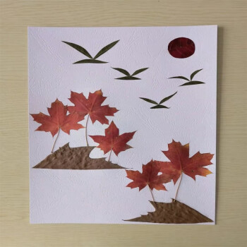 干树枝树叶创意粘贴画图片