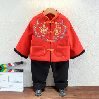 中小童中国风唐装男童汉服儿童新年服周岁礼服幼儿园服宝宝拜年服金龙