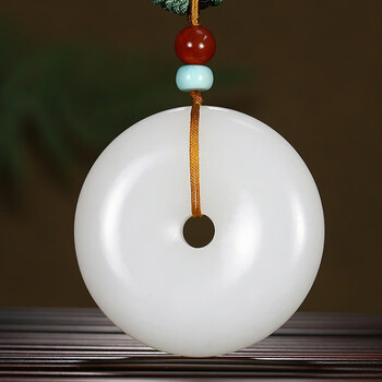 瑾瑶 白玉无瑕平安扣和田玉羊脂白玉山料平安扣吊坠玉坠男女款61g