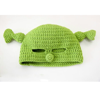 荣予 怪物史莱克手工编织针织毛线绿色可爱卡通通用通用帽子 长款史