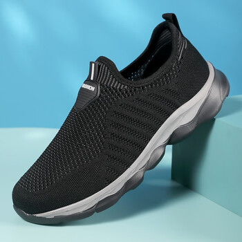 足力健老人鞋爸爸鞋男鞋中老年人健步鞋艾草科技防滑软底一脚蹬运动鞋