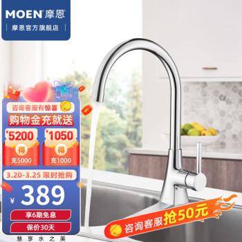摩恩（MOEN） 厨房水龙头 精铜冷热水洗菜池水龙头 洗碗水龙头 性价比款龙头