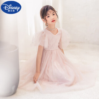 迪士尼（DISNEY） 女童连衣裙新款2023夏季超仙公主裙星星网纱儿童裙子 粉色 110cm