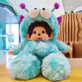 蒙奇奇公仔蒙奇奇45cm动物变身款猫积分兑换动漫玩偶 小怪物蓝色 坐高