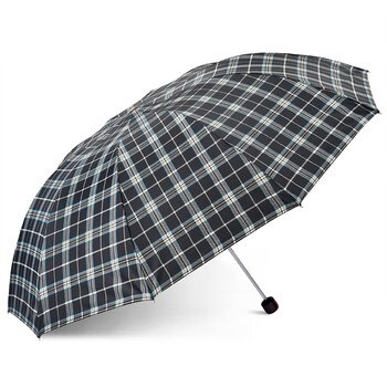 天堂伞英伦格子雨伞折叠男女加大号双人十骨加固防风晴雨伞两用黑格蓝