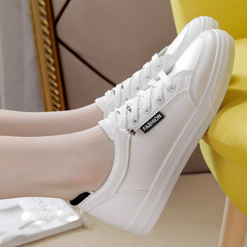 斯凯奇真皮小白鞋女2023年春季新款时尚百搭平底跑步鞋舒适运动休白
