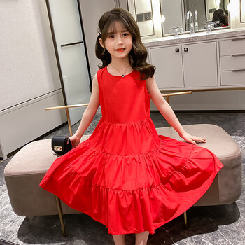 汀梵娜女童夏季连衣裙儿童无袖韩版娃娃裙中大童女孩宽松度假裙子312