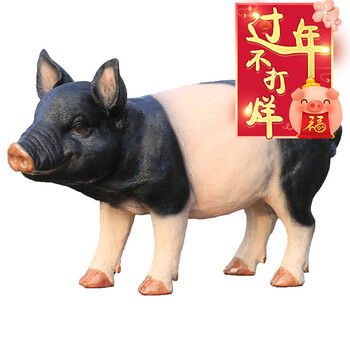 家居花园桌面动物猪装饰品可爱仿真小猪摆件树脂模型迷你黑猪雕塑