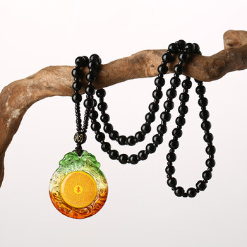 小米星楞严咒吊坠 新款琉璃楞严咒吊坠挂件圆形椭圆形楞严咒结缘男女