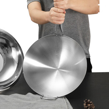 谦缘不锈钢木柄炒锅单柄钢锅爆炒锅圆底锅厨师饭店商用家用炒瓢炒菜锅