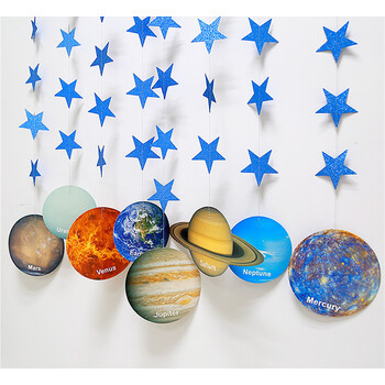 法漫玫星球吊饰星球拉旗吊饰宇宙八大行星装饰挂旗星空行星商场大厅