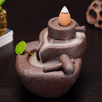 茶盘茶台创意 倒流香熏紫砂小茶玩石来运转 茶桌装饰茶宠摆件可爱eb