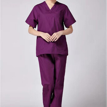 途中雨大码洗手衣男分体套装刷手衣短袖气质女夏加大胖300斤定制紫色