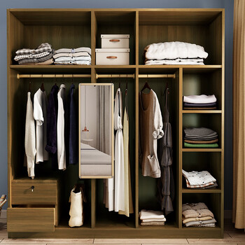 门四门五门六门衣柜3卧室4经济型5木质6板式大衣橱 b款带镜子内部结构