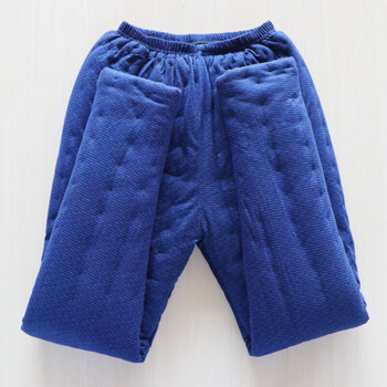 纯手工棉花棉裤男女修身打底保暖裤高腰棉裤弹力学生棉裤加厚 浅蓝色