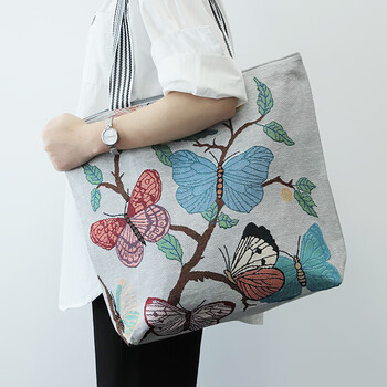 布袋子帆布 手提布袋 彩绘帆布包女2021新款夏文艺简约印花大容量单肩