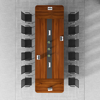 九彩江会议桌开会桌洽谈办公桌椅组合 金枫木 4.5*1.5m可坐16人左右