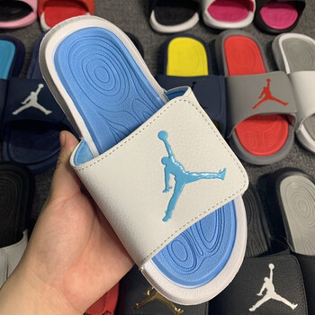 威普驰【莆田官网】aj飞人潮牌拖鞋男男女同款款一字拖鞋海边户外篮球