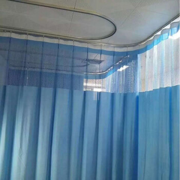 猎姿隔帘布简易打孔美容院隔断床帘隔帘轨道l型u型轨道病房床隔帘阻燃