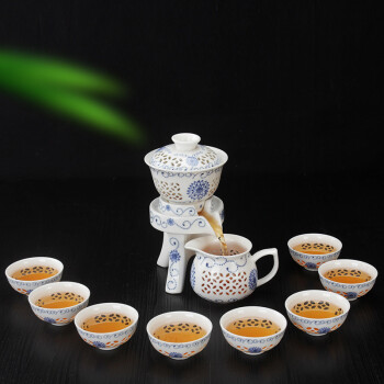 【品牌特賣】景德鎮青花瓷玲瓏茶具功夫茶套裝全自動 時來運轉陶瓷