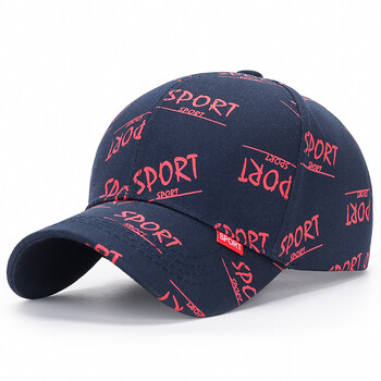 春秋季新款sport字母棒球帽男女士休闲情侣遮阳帽时尚帽子蓝色可调节