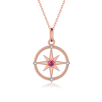 追属s925银镶嵌石榴石六芒星项链女s925银石榴石925银