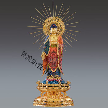精描80厘米纯铜西方三圣佛像铜像阿弥陀佛站像观音菩萨像神像 阿弥陀