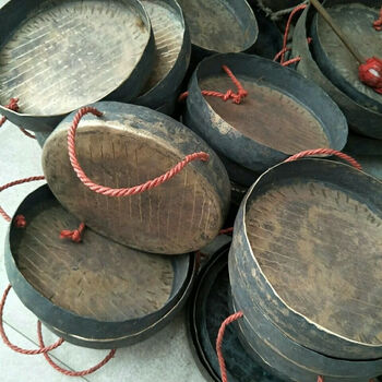 小马锣纯铜响铜乐器25公分平底高边锣民间击打乐器舞狮醒狮道具32厘米