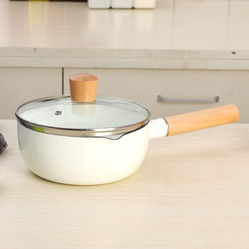 万园琦搪瓷 雪平锅奶锅单柄搪瓷过热牛奶锅泡面锅电磁炉燃气 白.