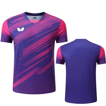 蝴蝶新款乒乓球服短袖翻领上衣速干排汗学生运动比赛乒乓球训练服 男