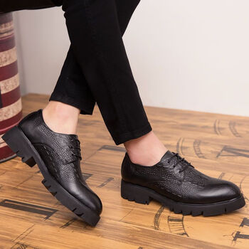 aderocean新款鞋男士帅气简约风鞋高跟布洛克年轻人办公室皮鞋男77511