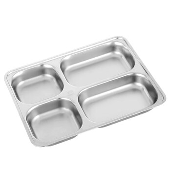 百乐享不锈钢餐盘304分格快餐盘学生饭盒加厚 304无盖深大四格