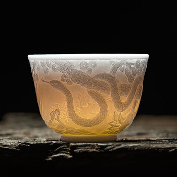 手绘雕刻生肖建盏主人杯单杯女茶杯孤品功夫品茗杯男士 7十二生肖蛇