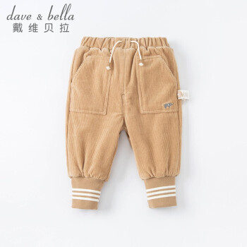 davebella戴维贝拉童装2021冬季儿童裤子婴儿男女童加绒长裤洋气DBJ19489卡其色120cm