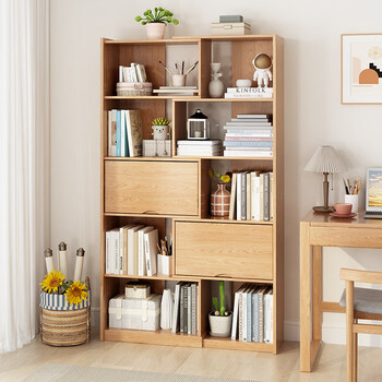 冬木实木书柜书架落地可伸缩组合格子柜客厅立式储物柜卧室收纳柜书房
