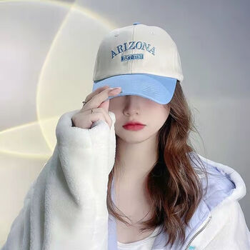 纤多洛鸭嘴帽刺绣高春秋棒球帽女户外防晒复古百搭鸭舌帽学生女高浅蓝