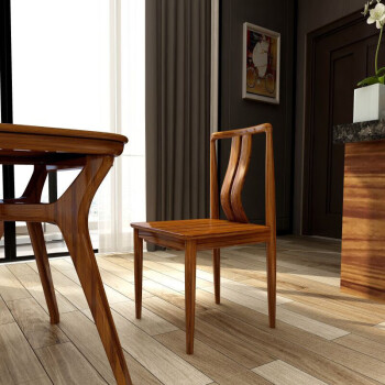 居克斯邦 实木餐椅北欧乌金木现代新中式餐厅家具全实木家用 餐椅2把 整装