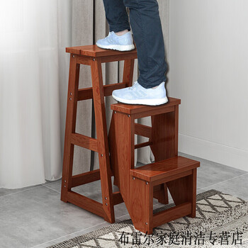 多功能家用梯子凳实木两用室内两步三步踏步楼梯椅子登高梯折叠梯岸茂