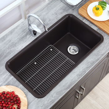 科勒京 水槽厨房台洗菜盆玄石黑色加厚大单槽厨盆洗碗池-定制蒂普阳的