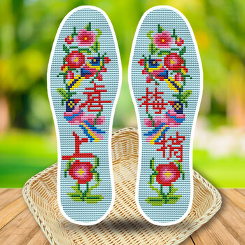 馨玥 2020新款100%印花全棉布手工刺绣十字绣鞋垫半成品自己绣男女