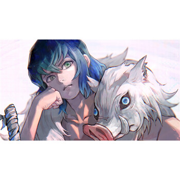 海报灶门炭治郎自粘祢豆子善逸动漫学生宿舍壁画墙贴 深灰色 伊之助03