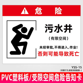 牌冰库冷藏库作业危险告知牌安全标识牌yss15污水井不得进入30x40cm