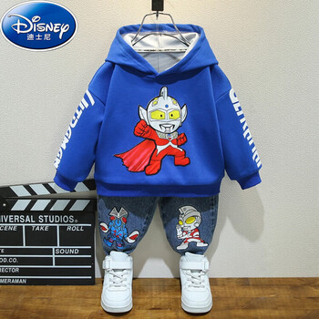 迪士尼(disney)小男孩迪迦奥特曼连帽卫衣牛仔裤春秋时髦儿童套装洋气