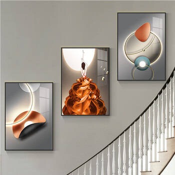 凭霄楼梯墙壁挂画现代简约复式楼梯间客厅走廊过道墙壁画后现代 纯美