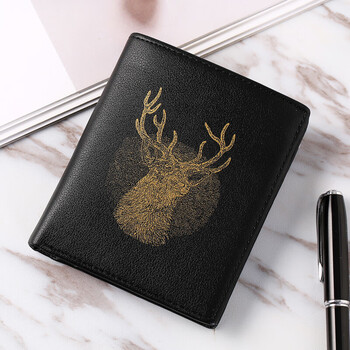 生财有鹿男士钱包短款个性创意钱包男学生韩版社会青年皮夹潮鹿头竖款