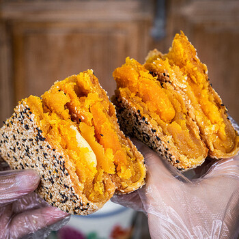 索健温州特产大月饼老式手工紫薯板栗蛋黄礼盒装500克板栗蛋黄精美