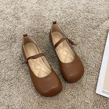 奶奶鞋女平底复古方头玛丽珍鞋年春季新款温柔晚晚风大头单鞋棕色39