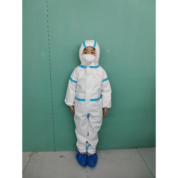 现货一次性儿童出行防护服无纺布连体带帽全身隔离衣实验室工作服儿童